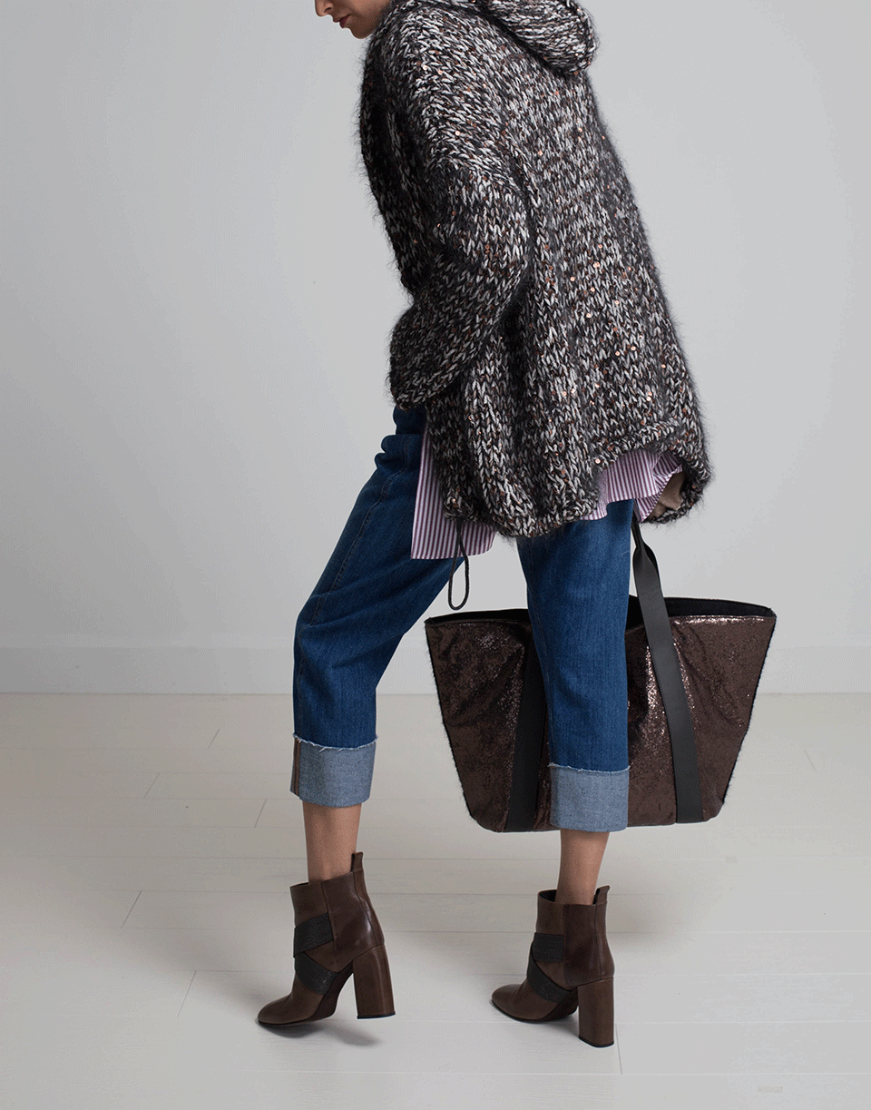 BRUNELLO CUCINELLI-Broken Glass Shopper Bag-ANTRACITE
