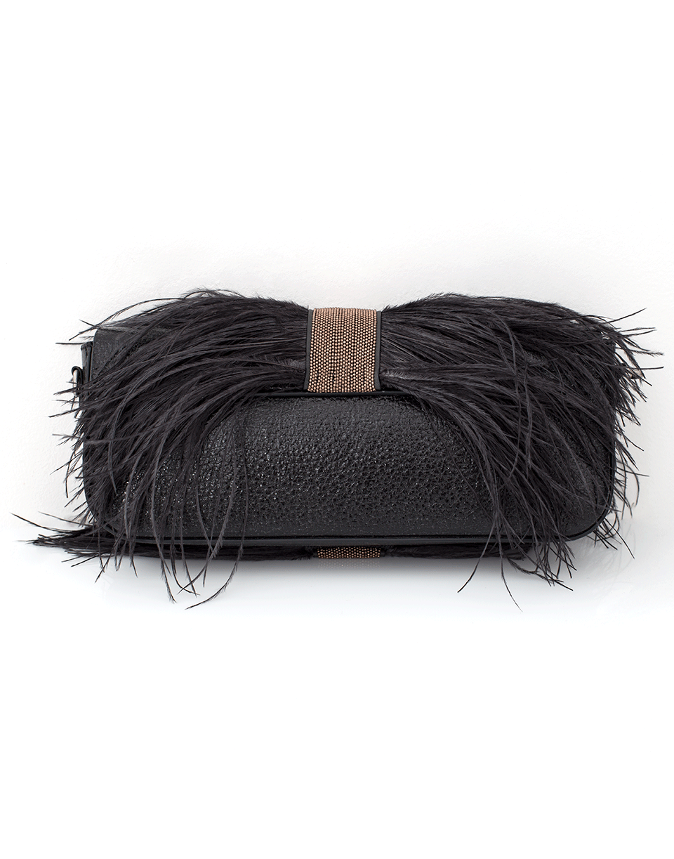 BRUNELLO CUCINELLI-Feather And Monili Shoulder Bag-BLACK