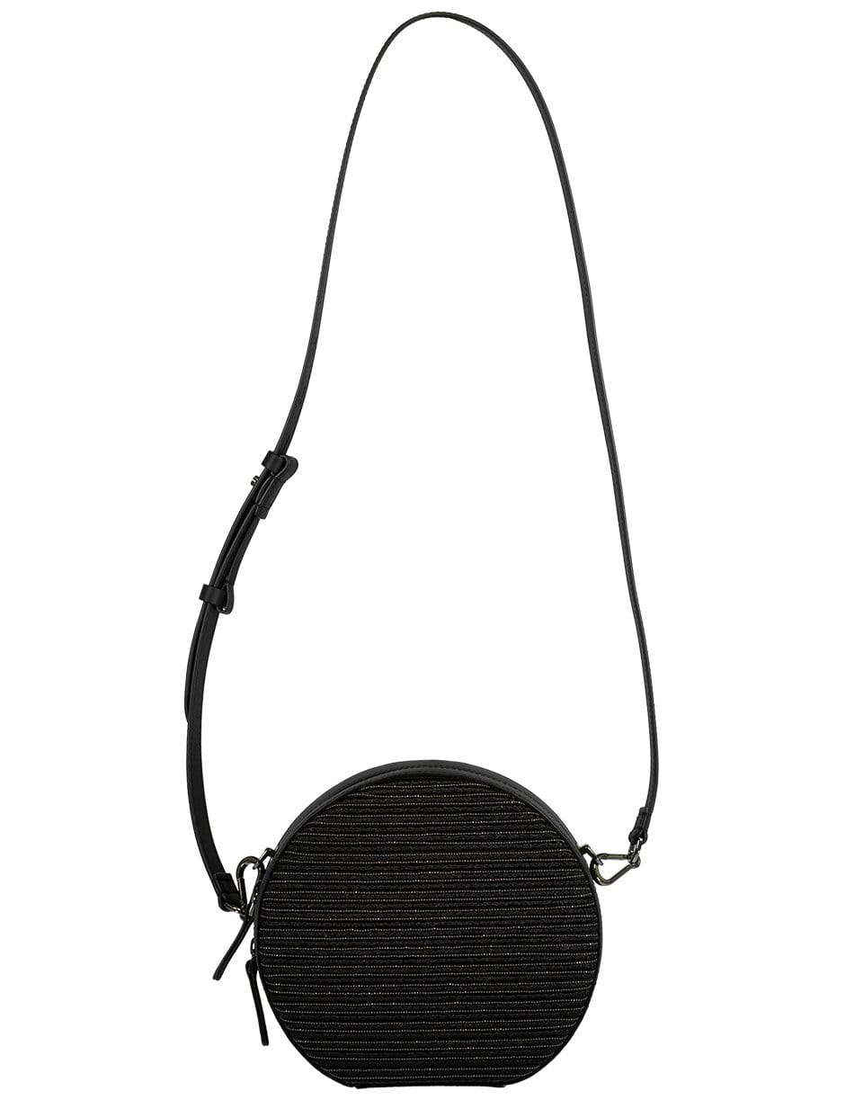 BRUNELLO CUCINELLI-Monili Stripe Raffia Round Bag-BLACK