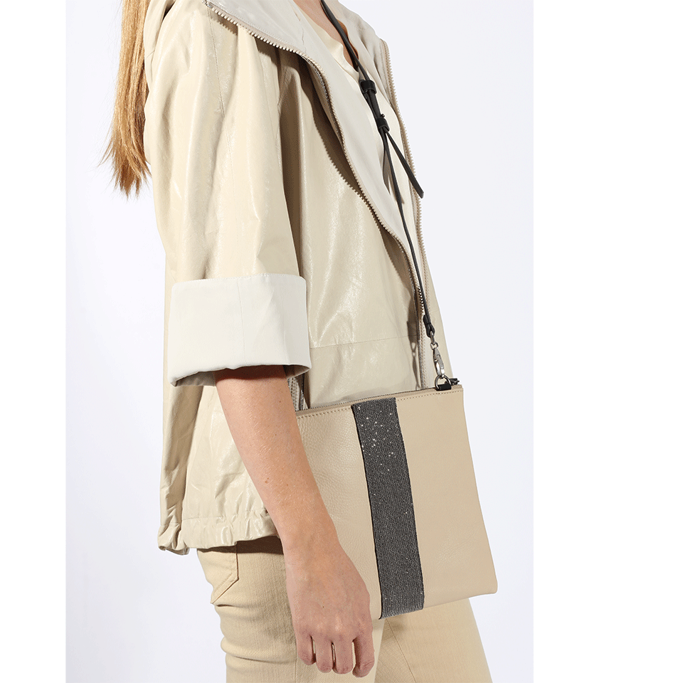 BRUNELLO CUCINELLI-Cross Body Monili Stripe Bag-CANVAS