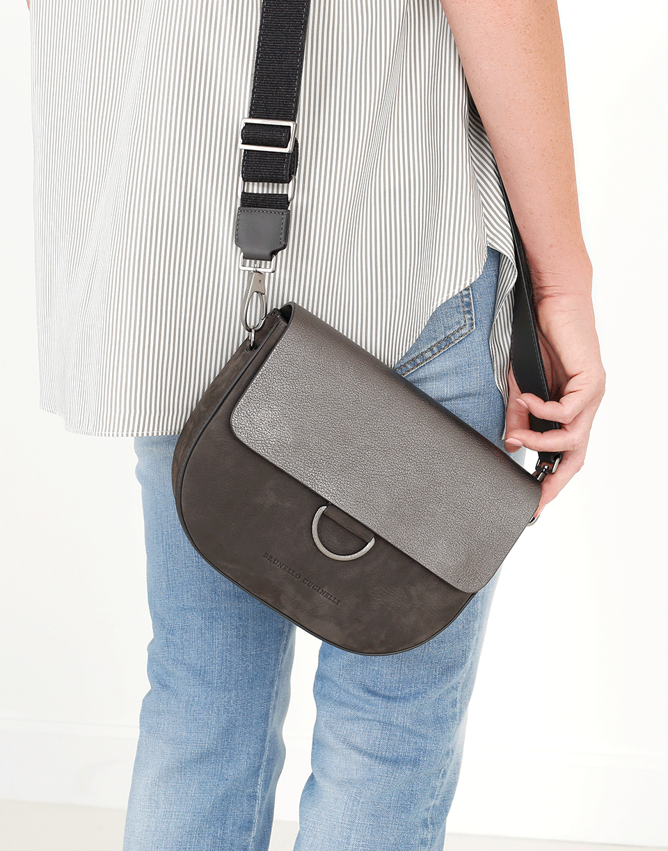 BRUNELLO CUCINELLI-Monili Ring Metallic Crossbody-CHARCOAL