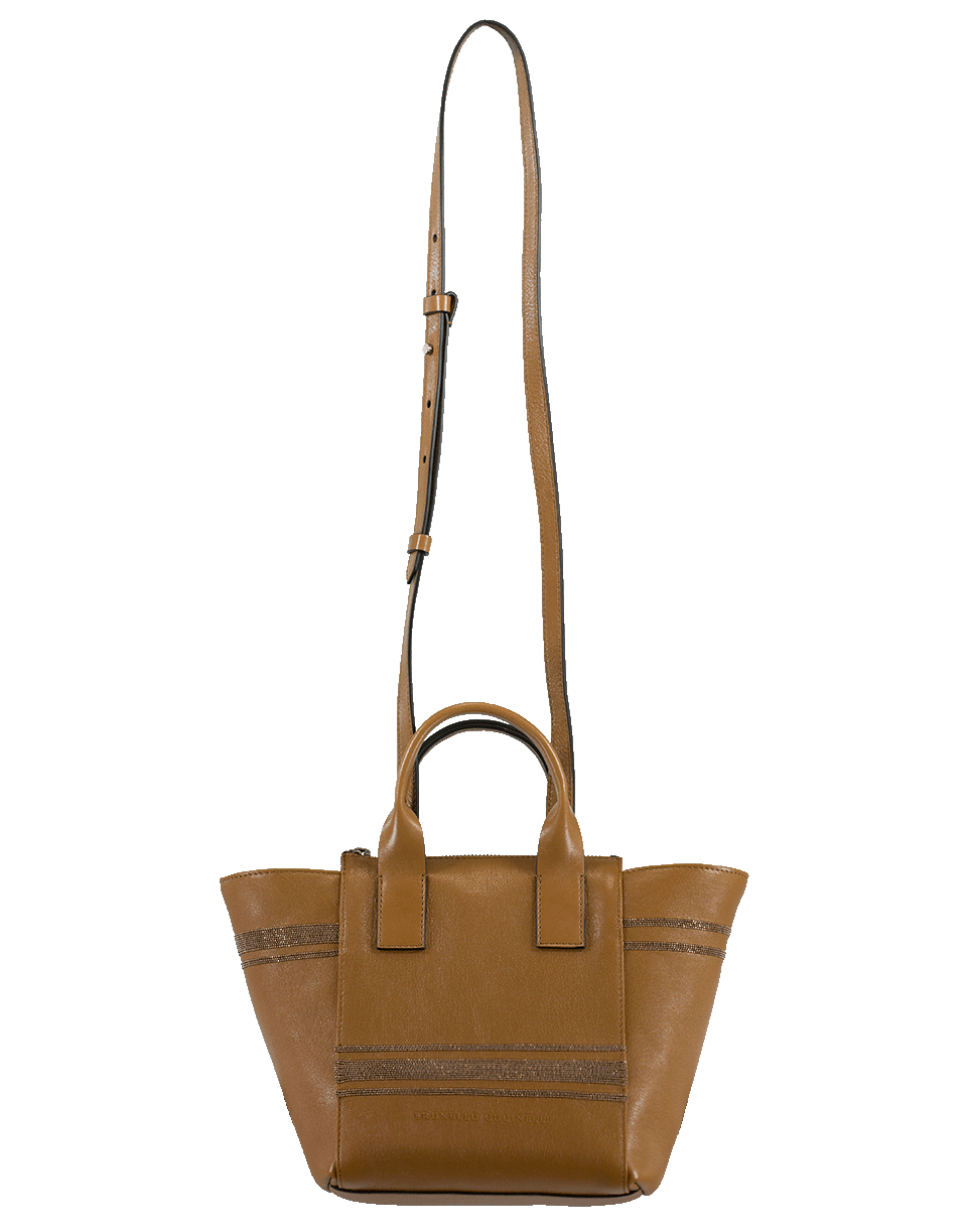 BRUNELLO CUCINELLI-Glossy Nappa Monili Handbag-COGNAC