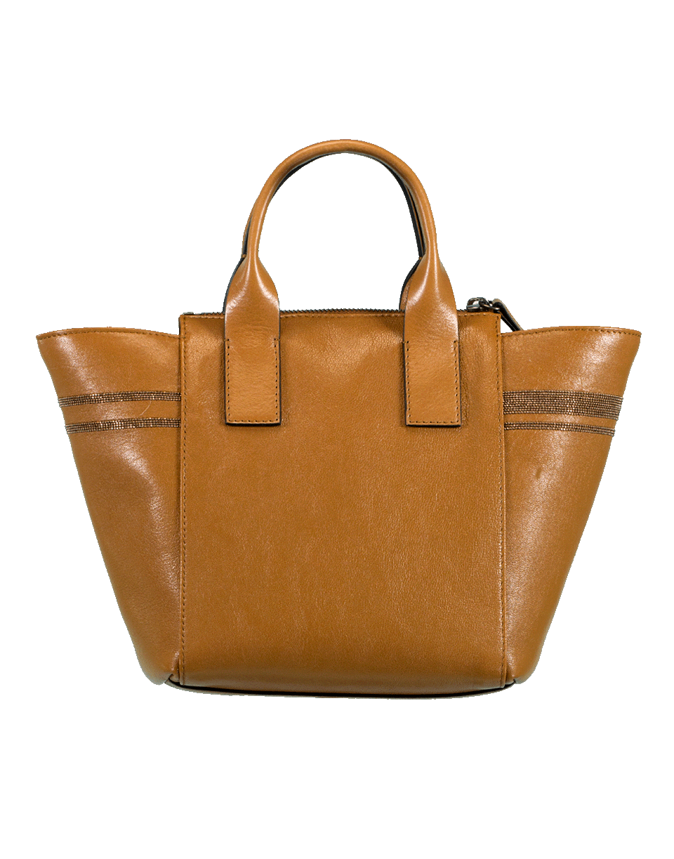 BRUNELLO CUCINELLI-Glossy Nappa Monili Handbag-COGNAC