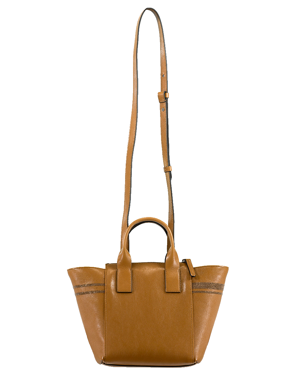 BRUNELLO CUCINELLI-Glossy Nappa Monili Handbag-COGNAC