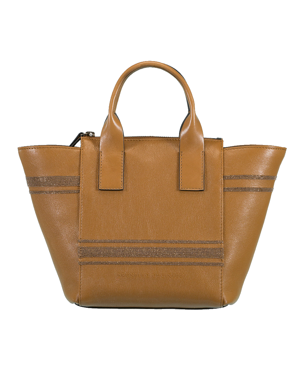 BRUNELLO CUCINELLI-Glossy Nappa Monili Handbag-COGNAC