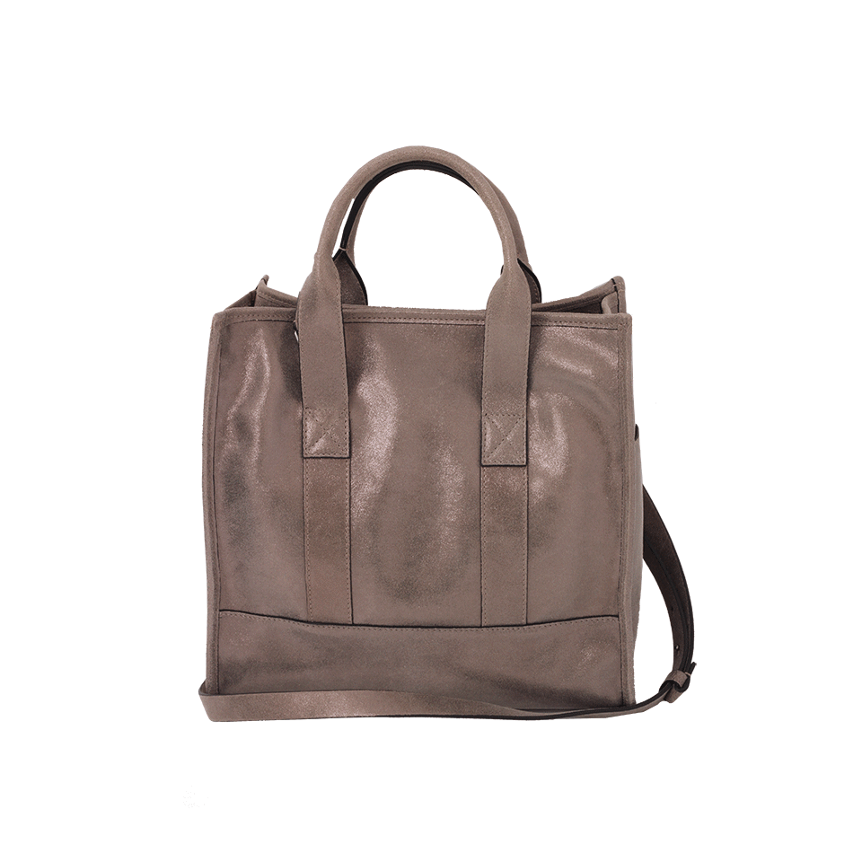 BRUNELLO CUCINELLI-Metallic Leather North South Bag-GRAPHITE