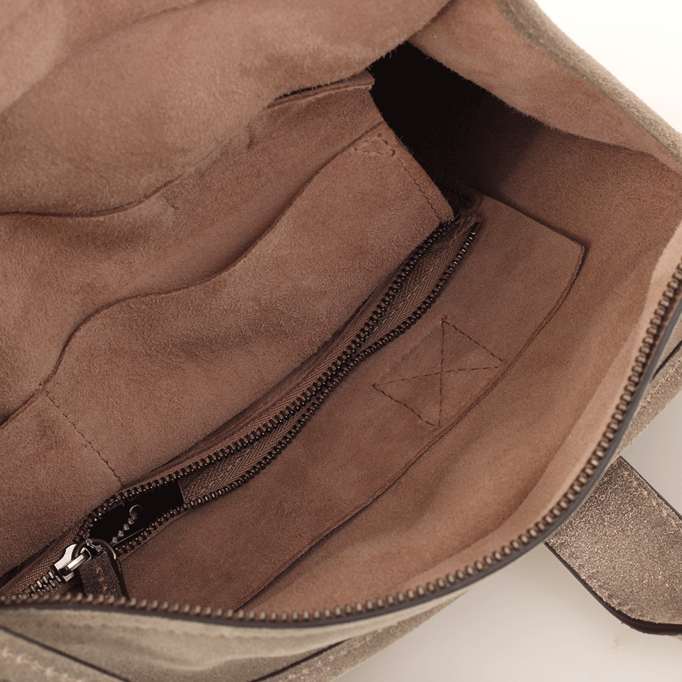 BRUNELLO CUCINELLI-Metallic Leather North South Bag-GRAPHITE