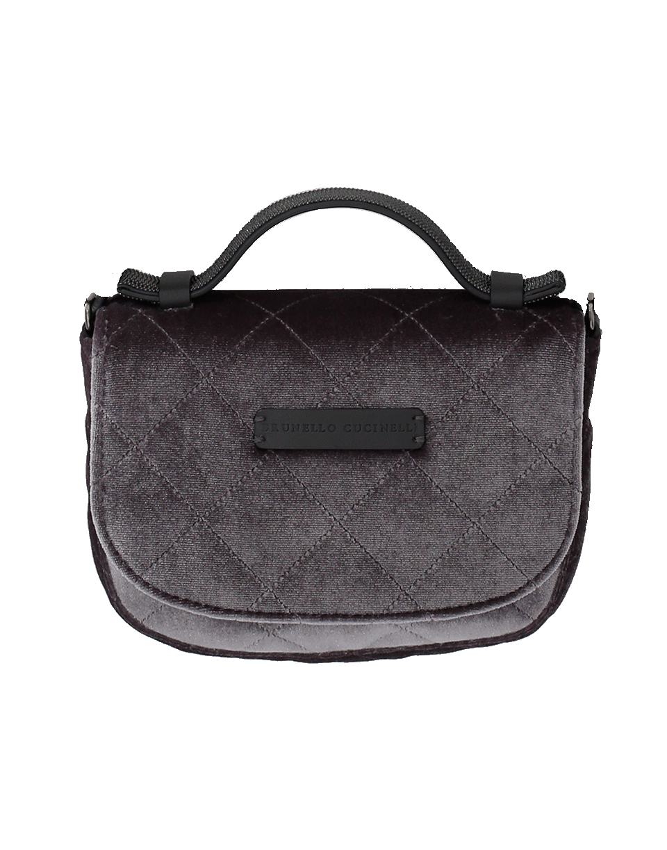 BRUNELLO CUCINELLI-Mini Velvet Crossbody Bag-GREY