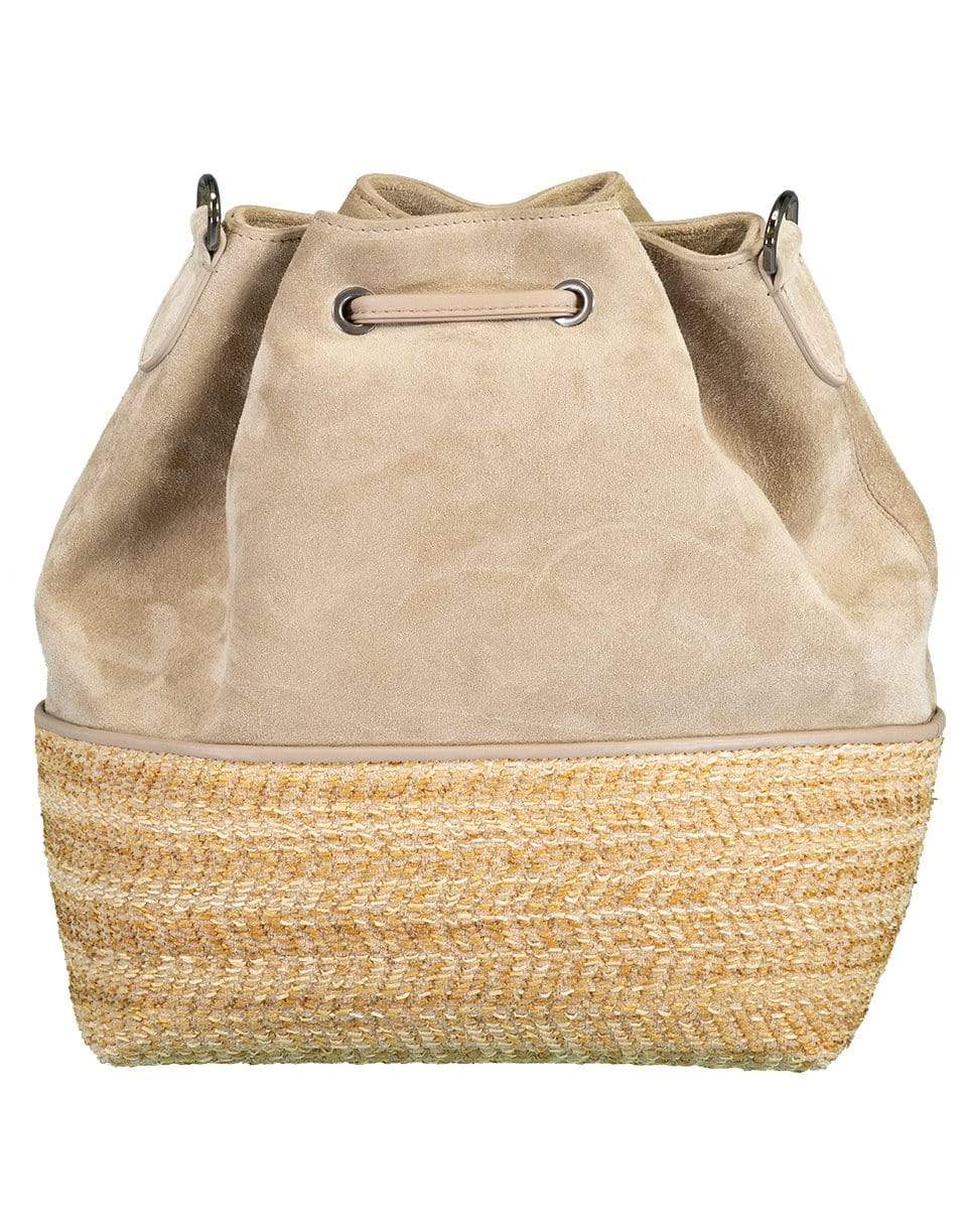BRUNELLO CUCINELLI-Panelled Drawstring Bucket Bag-LT GREY