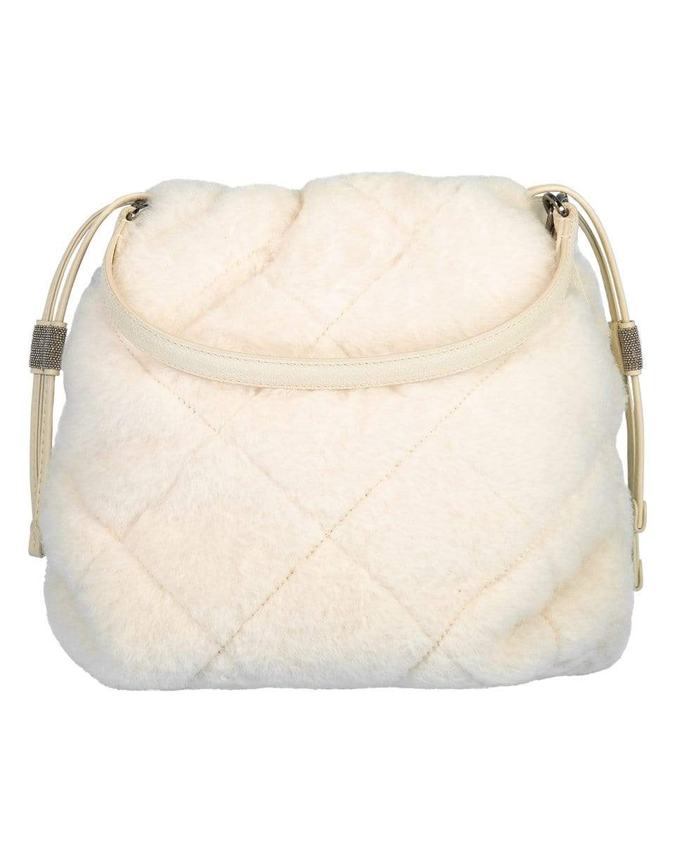 BRUNELLO CUCINELLI-Quilted Shearling Pouch Bag-OFFWHITE