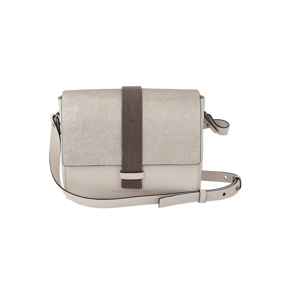 BRUNELLO CUCINELLI-Stardust Leather Crossbody-PLATINUM