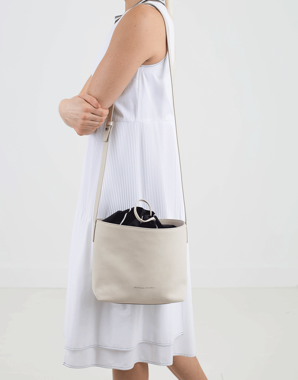 BRUNELLO CUCINELLI-Mini Leather Bucket-SHELL