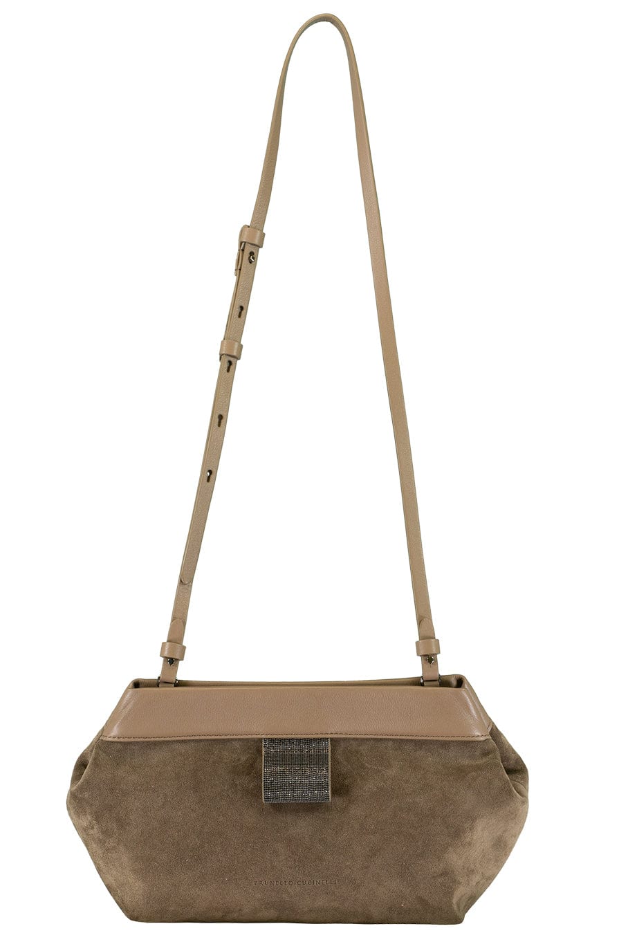 BRUNELLO CUCINELLI-Suede Geometric Handbag-TAIGA