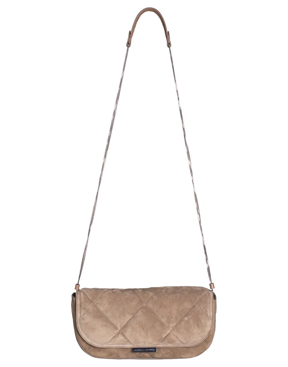 BRUNELLO CUCINELLI-Quilted Suede Bag-TAUPE