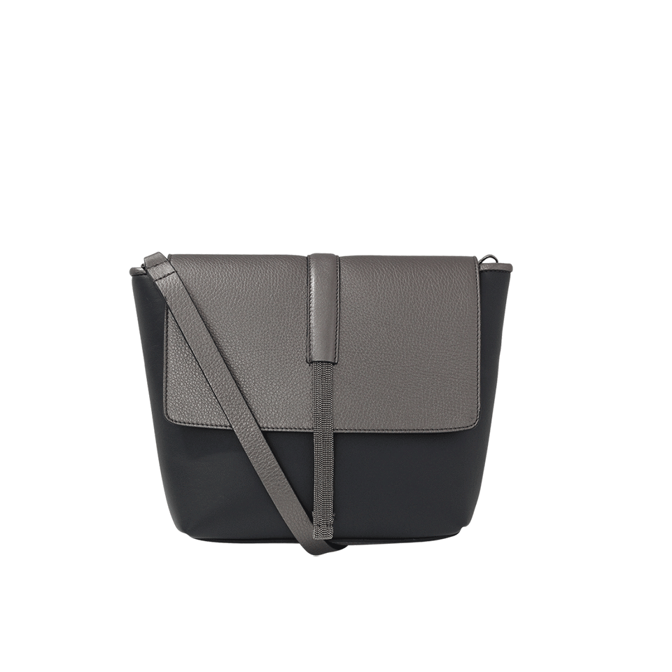 BRUNELLO CUCINELLI-Two-Tone Metallic Satchel-VOLCANO