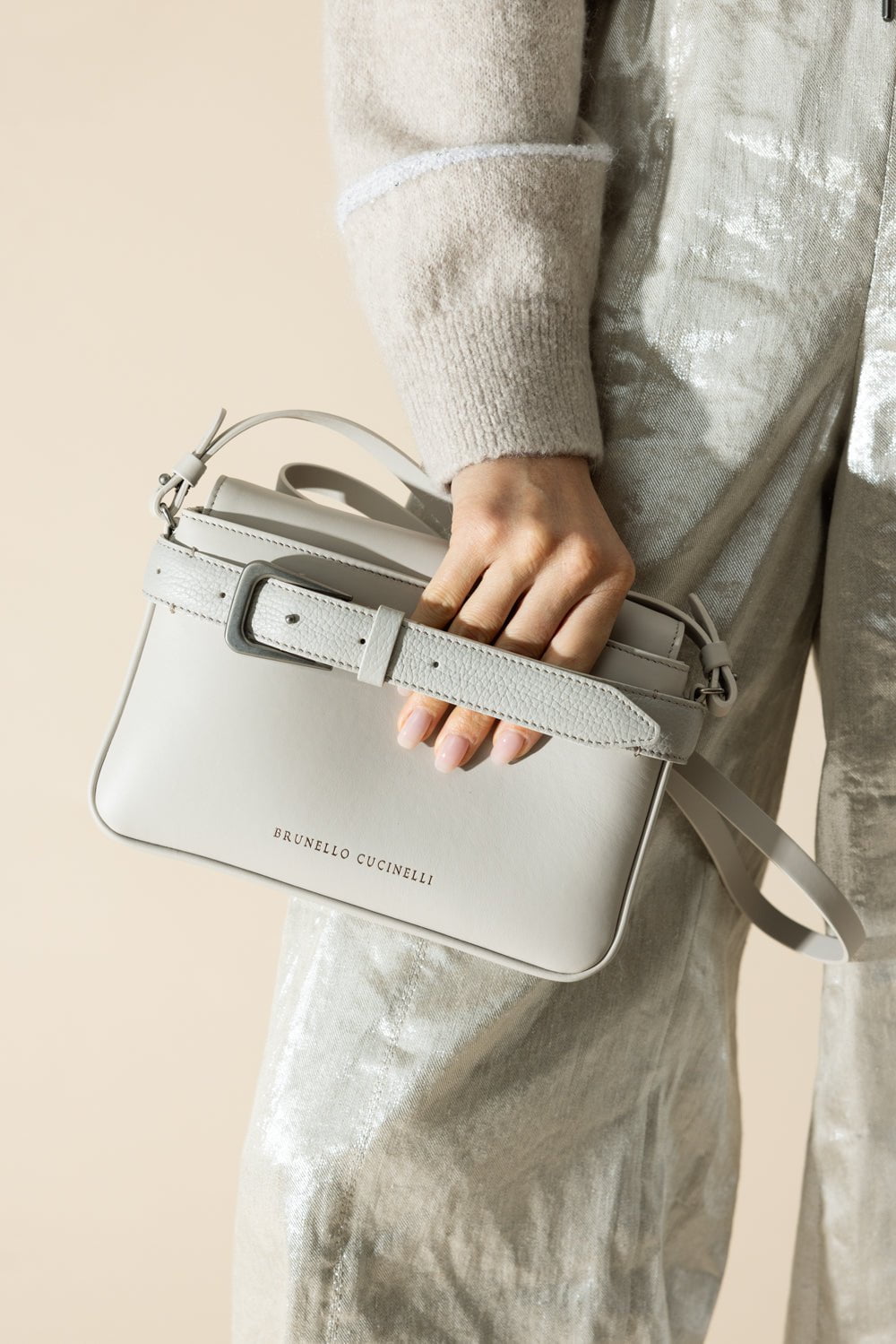 BRUNELLO CUCINELLI-Buckle Crossbody - White-WHITE