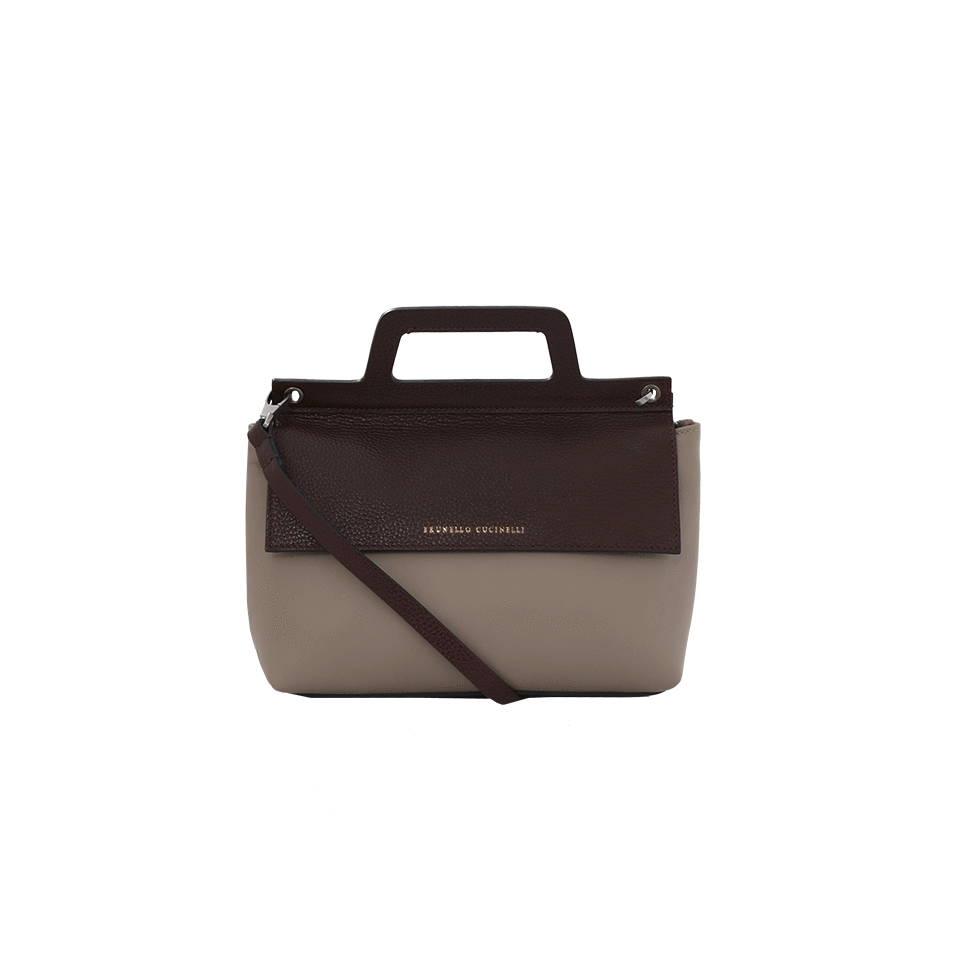 BRUNELLO CUCINELLI-Leather Crossbody-BARK