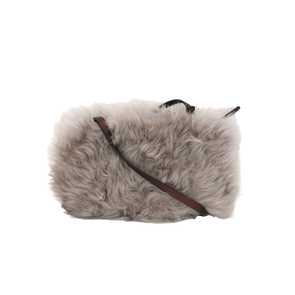BRUNELLO CUCINELLI-Shearling Crossbody Leather Pouch-BARK