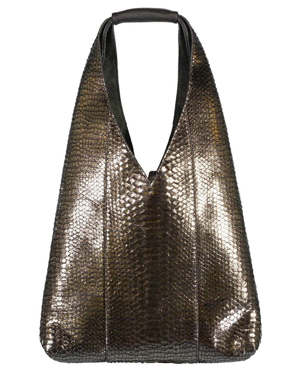 BRUNELLO CUCINELLI-Laminated Python Hobo Bag-BLACK