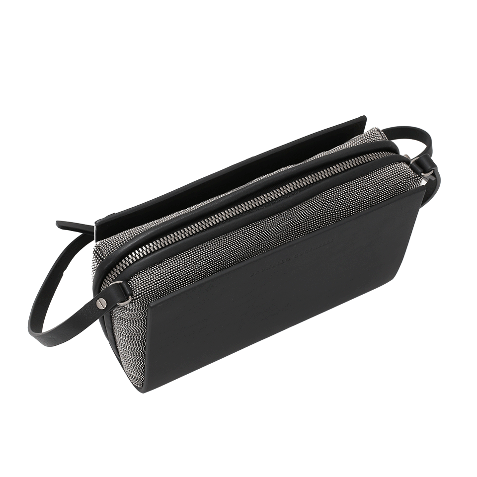 BRUNELLO CUCINELLI-Monili Leather Wallet Crossbody-BLACK