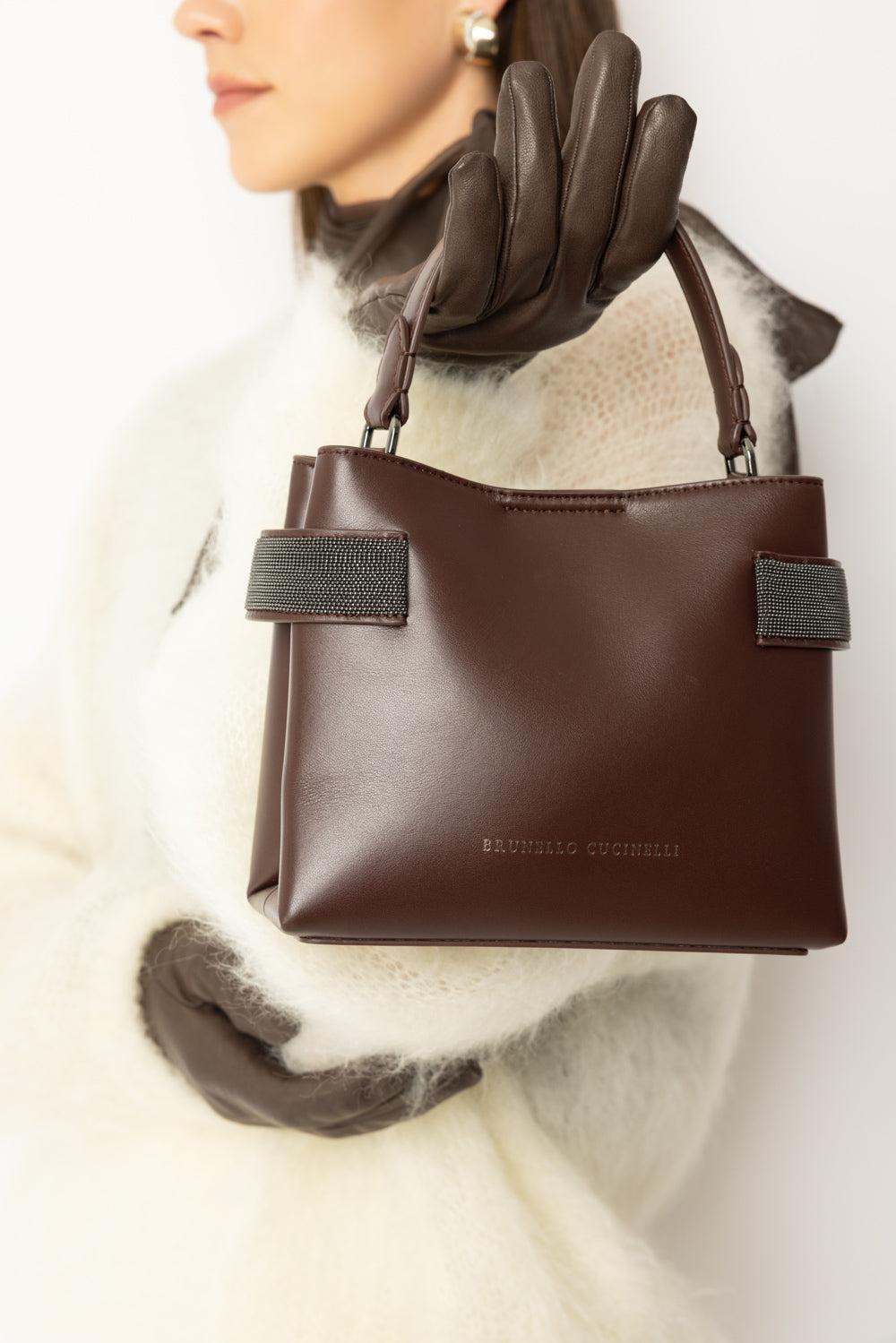 Mini Top Handle Tote Bag - Burgundy-BURGUNDY-O/S-HANDBAGTOP HANDLE-BRUNELLO CUCINELLI