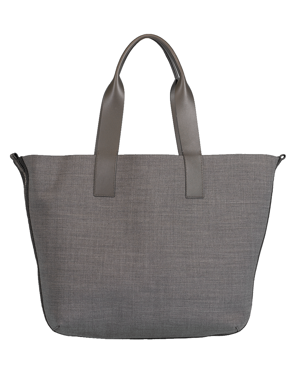 BRUNELLO CUCINELLI-Reversible Leather Tote Bag-CHAR/PRP