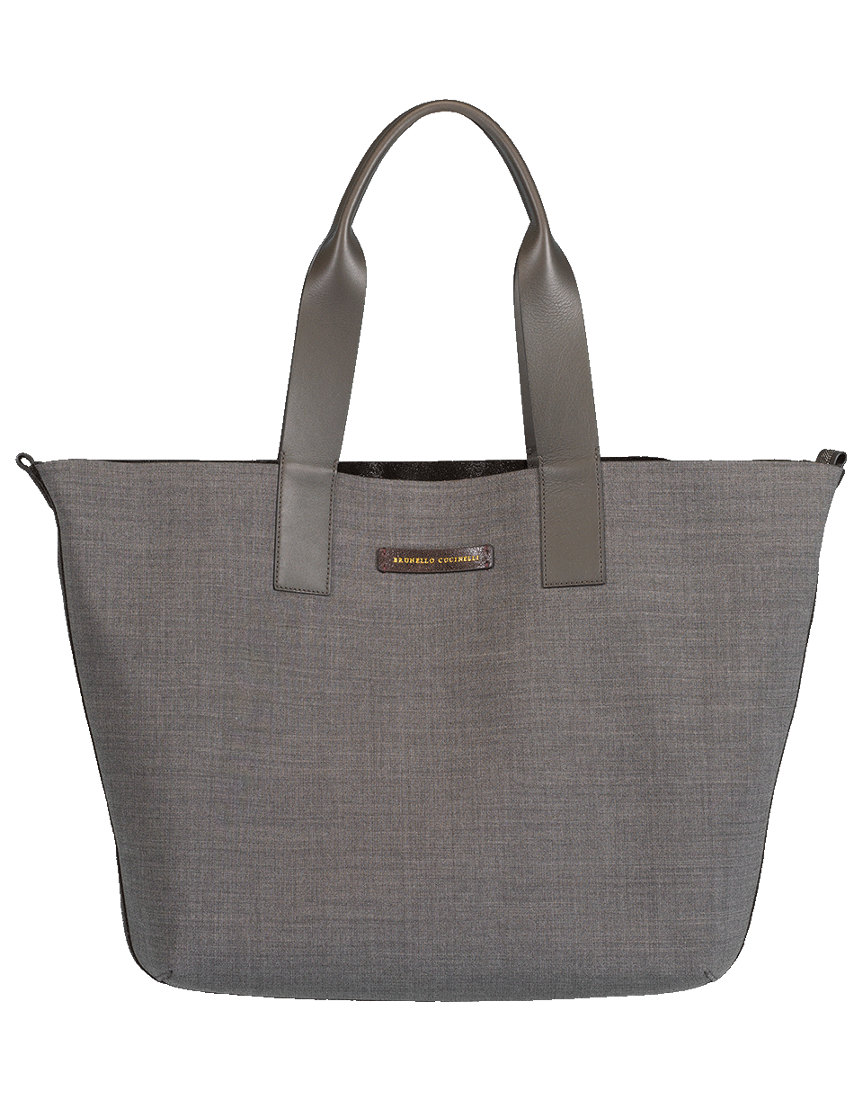 BRUNELLO CUCINELLI-Reversible Leather Tote Bag-CHAR/PRP
