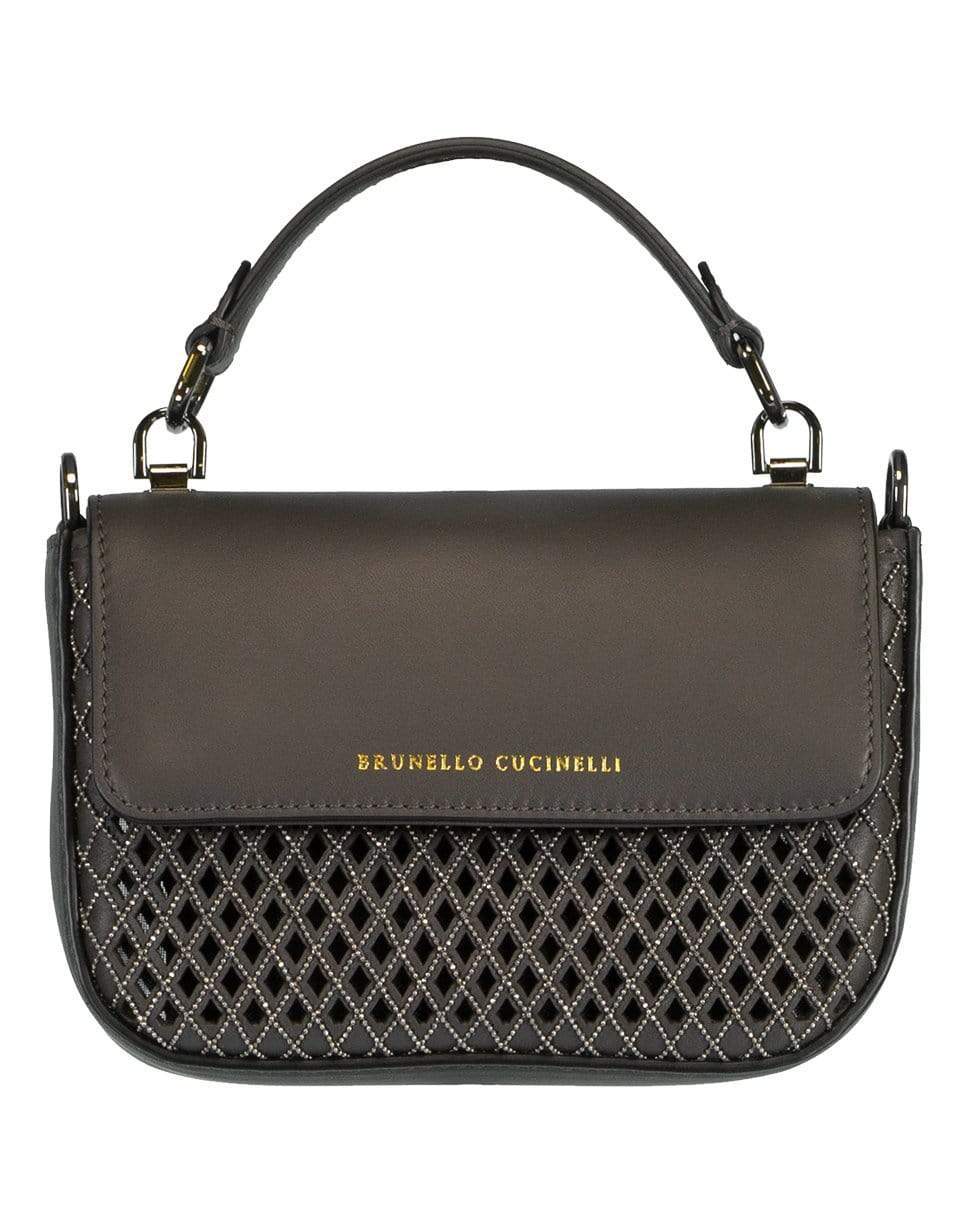 BRUNELLO CUCINELLI-Top Handle Laser Cut Mini Bag-DARKGREY