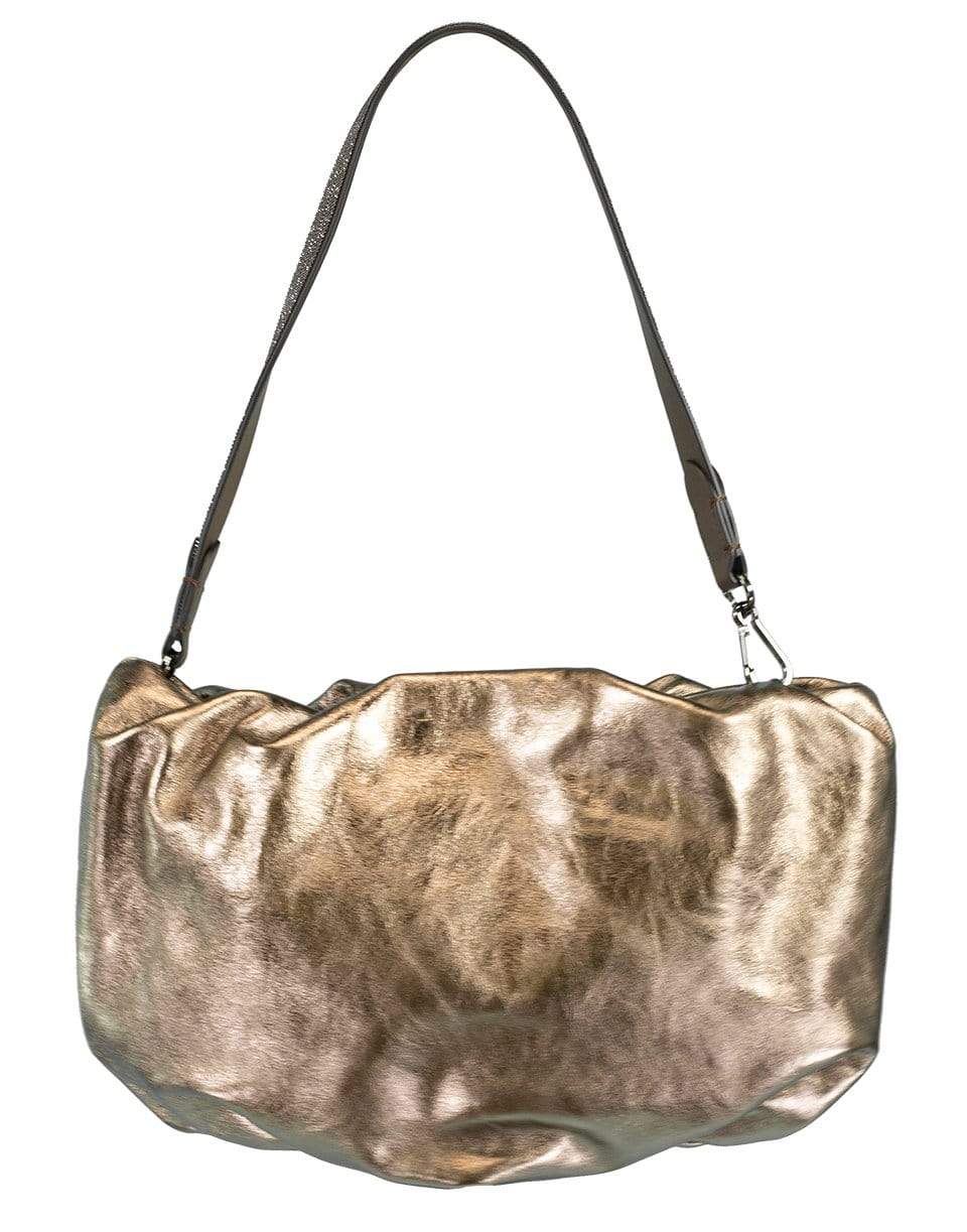 BRUNELLO CUCINELLI-Gold Metallic Leather Deconstructed Pouchette-GOLD
