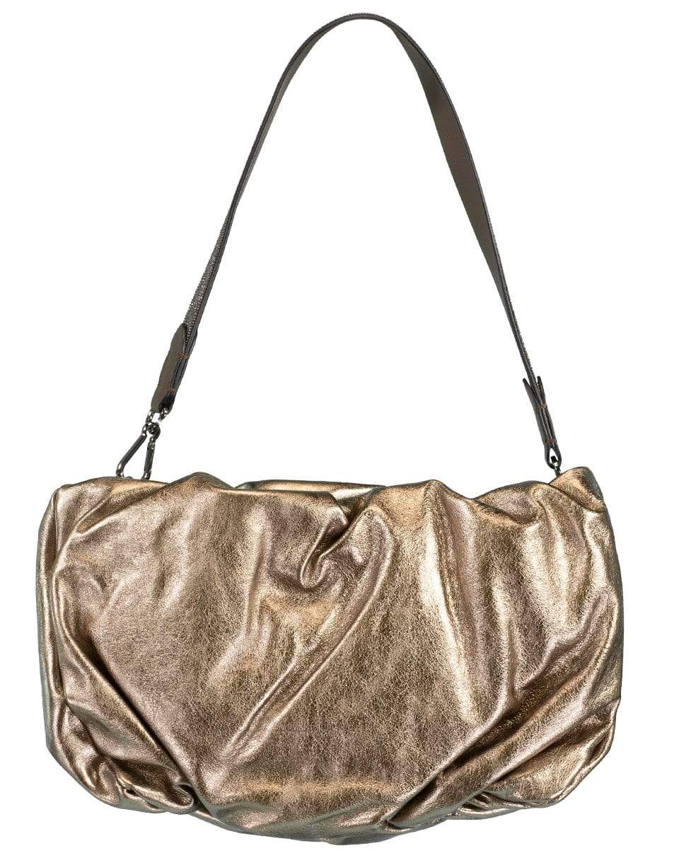 BRUNELLO CUCINELLI-Gold Metallic Leather Deconstructed Pouchette-GOLD