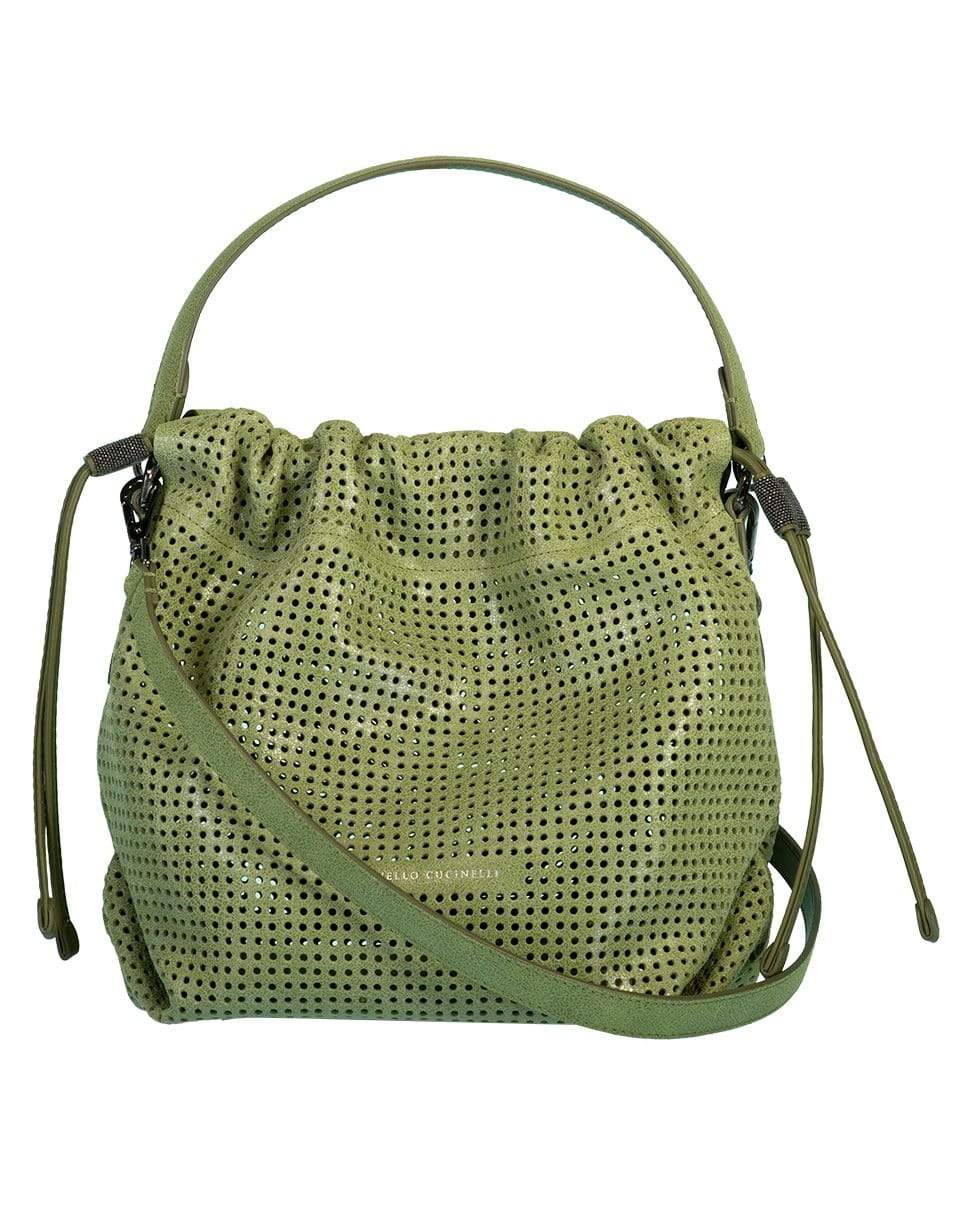 BRUNELLO CUCINELLI-Buffered Leather Bucket Bag-GREEN