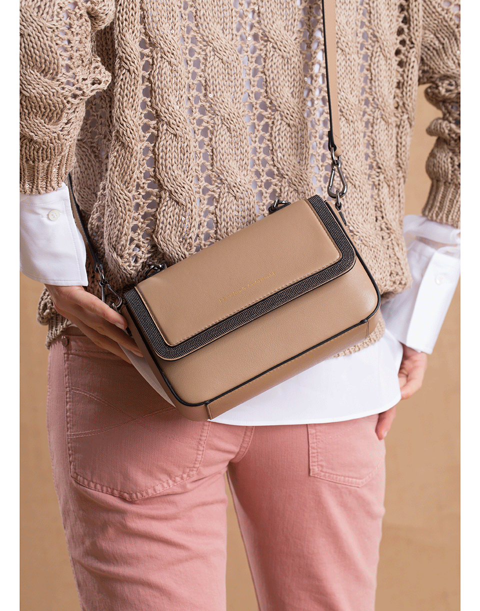 BRUNELLO CUCINELLI-Mini Top Handle Leather Bag-LGHTBRWN
