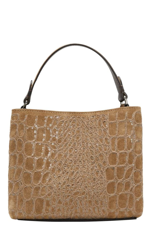 BRUNELLO CUCINELLI-Mini Croc Embroidered Bag-NEW ICE