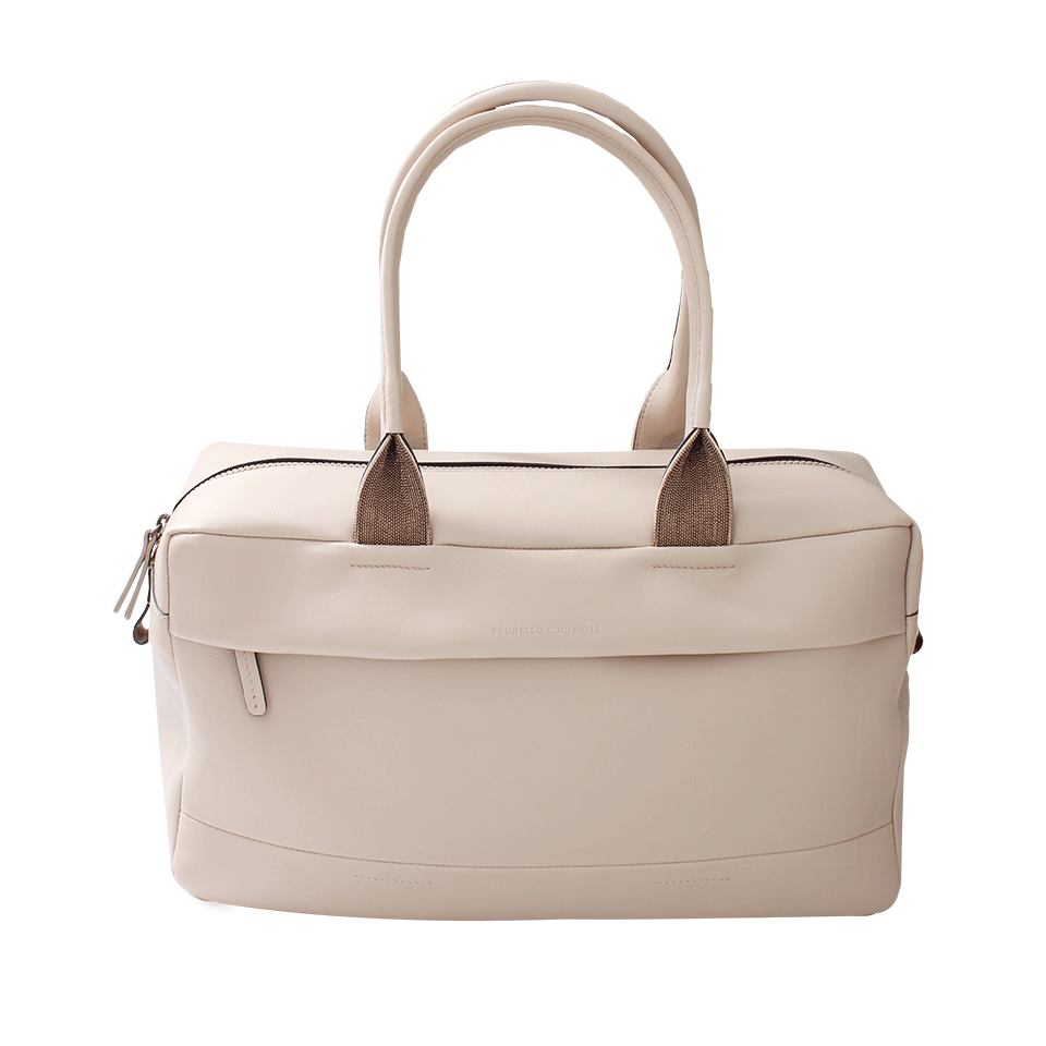 BRUNELLO CUCINELLI-Bowling Bag With Monili Detail-NUDE