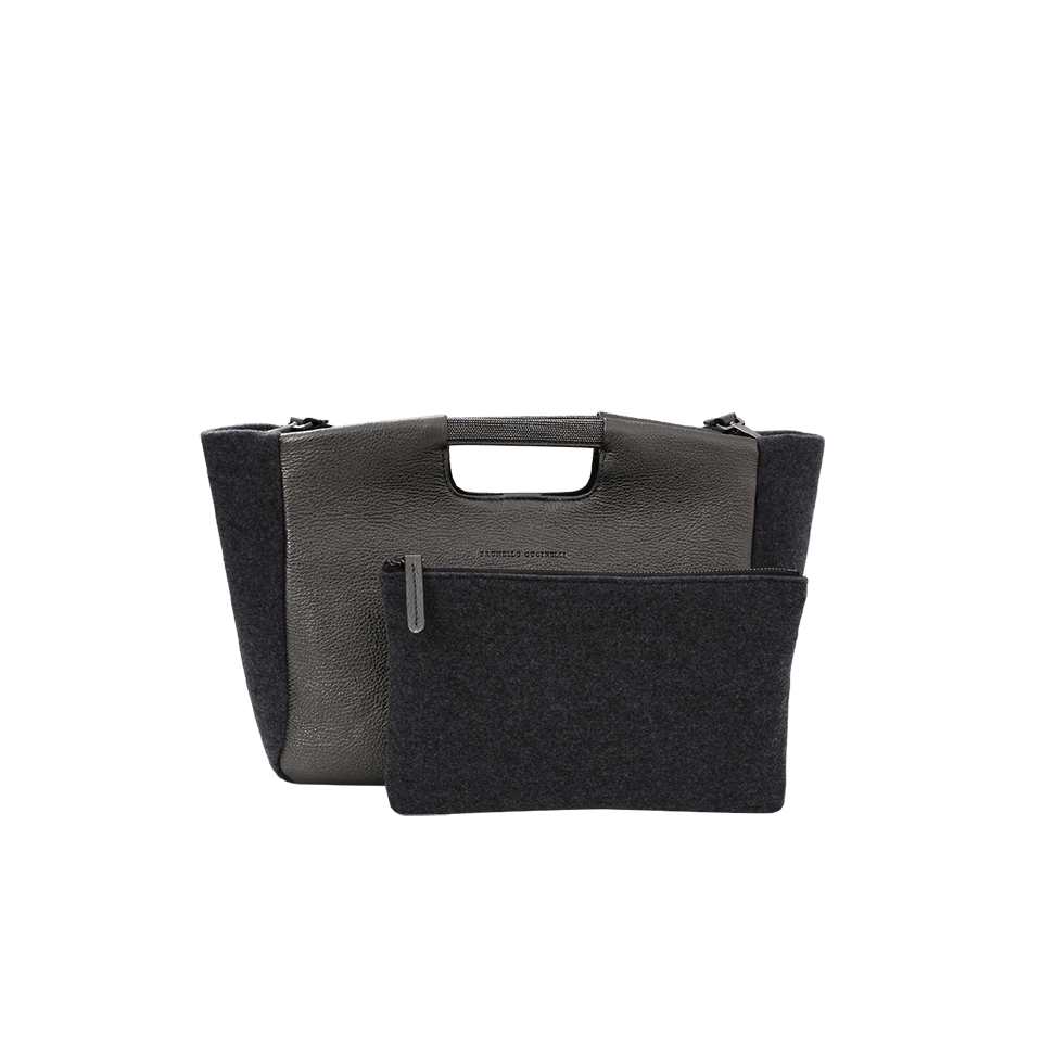 BRUNELLO CUCINELLI-Metallic Tote-ONYX