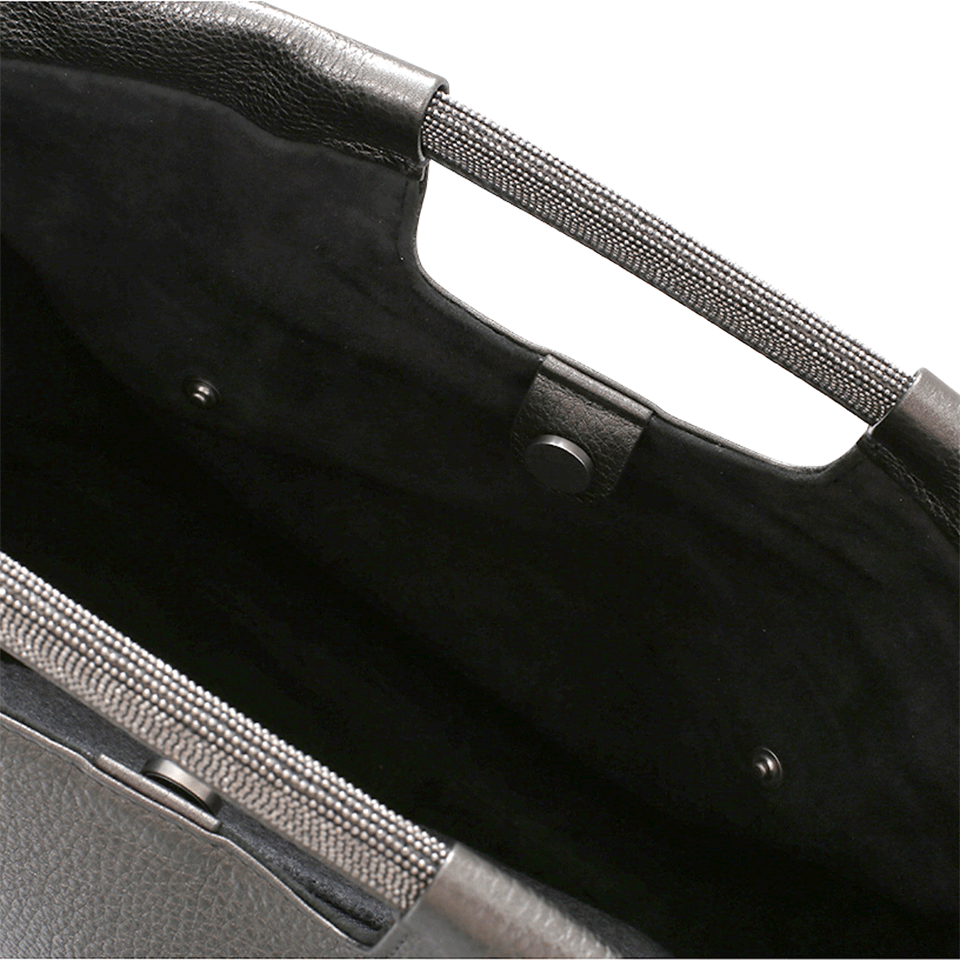 BRUNELLO CUCINELLI-Metallic Tote-ONYX