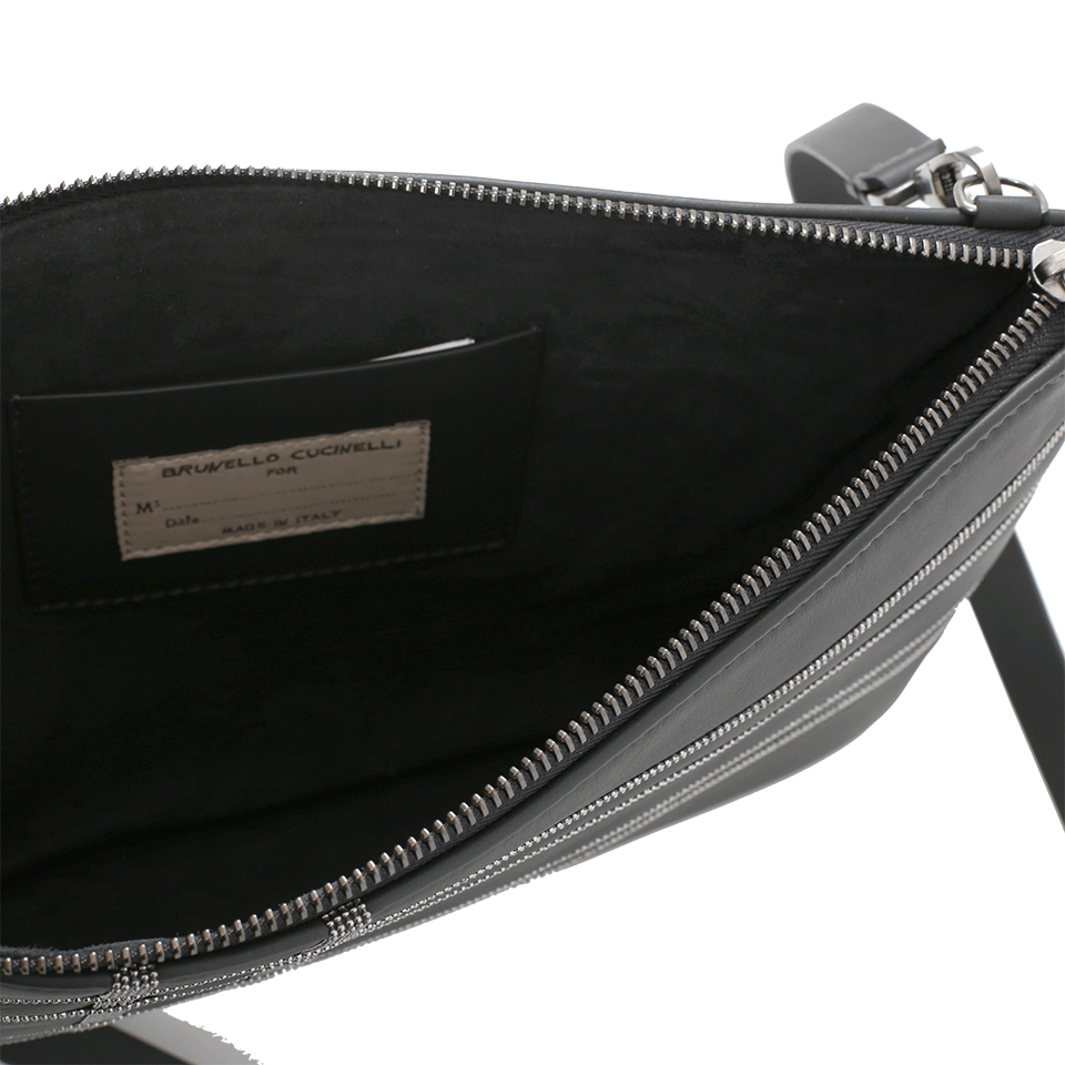 BRUNELLO CUCINELLI-Monili Plaid Crossbody-ONYX