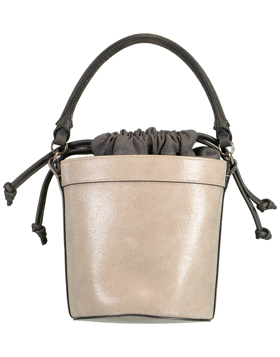 BRUNELLO CUCINELLI-Leather Bucket Bag-TAUPE