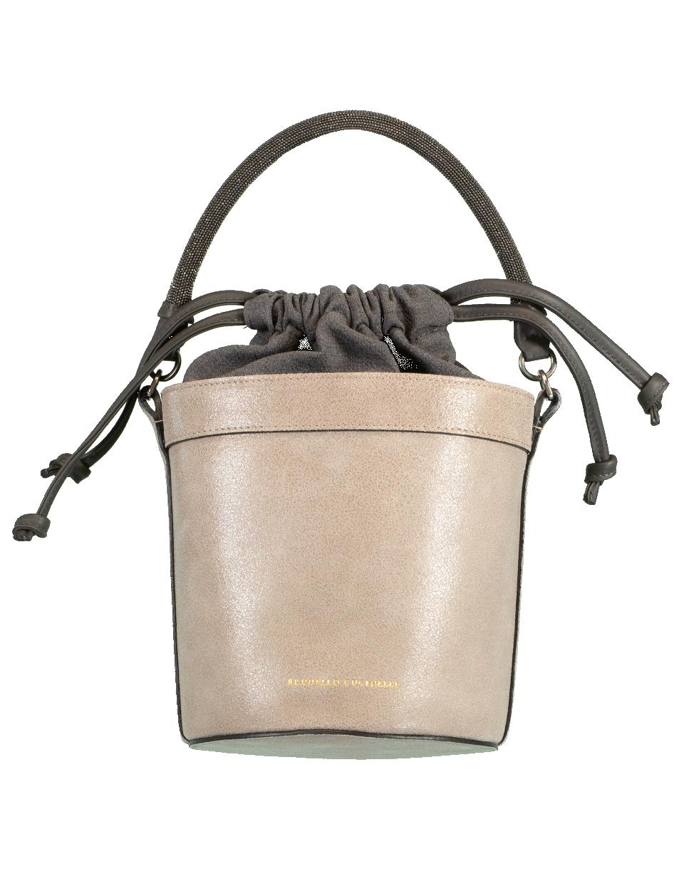 BRUNELLO CUCINELLI-Leather Bucket Bag-TAUPE