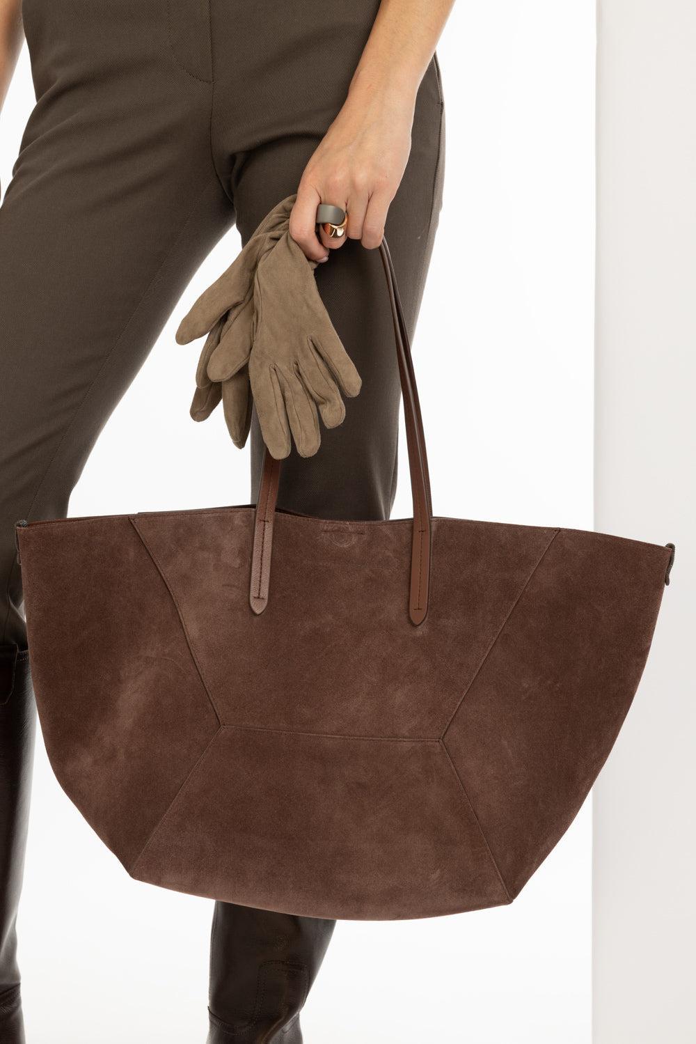 DC Duo Bag - Burgundy Suede-BURGUNDY-O/S-HANDBAGTOTES-BRUNELLO CUCINELLI