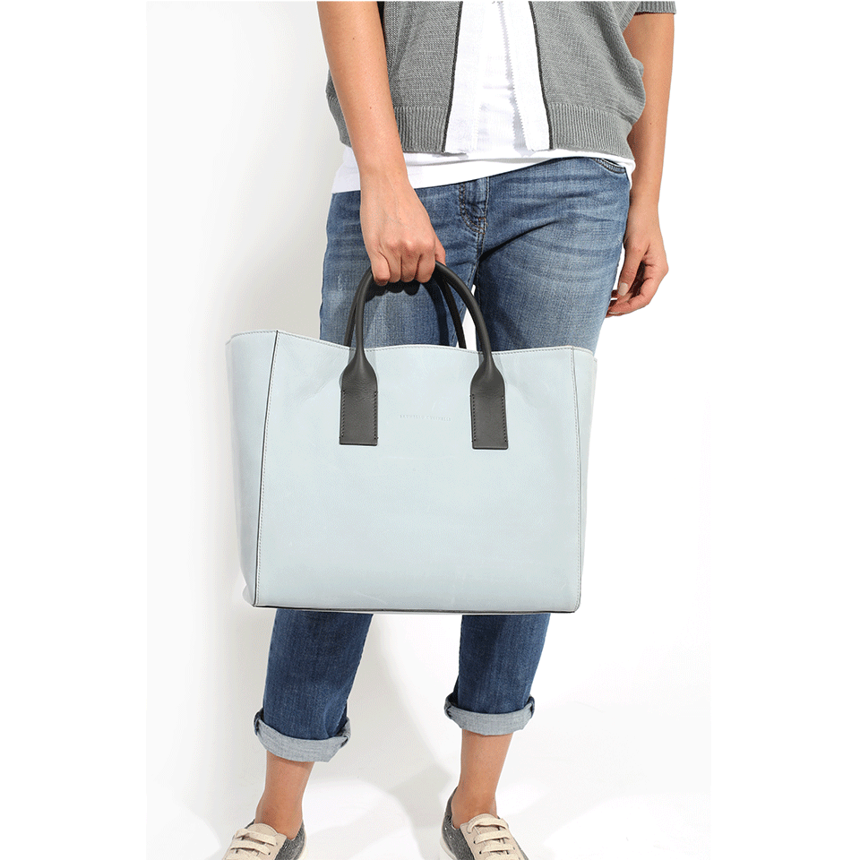 BRUNELLO CUCINELLI-Nubuck Tote-CLOUD