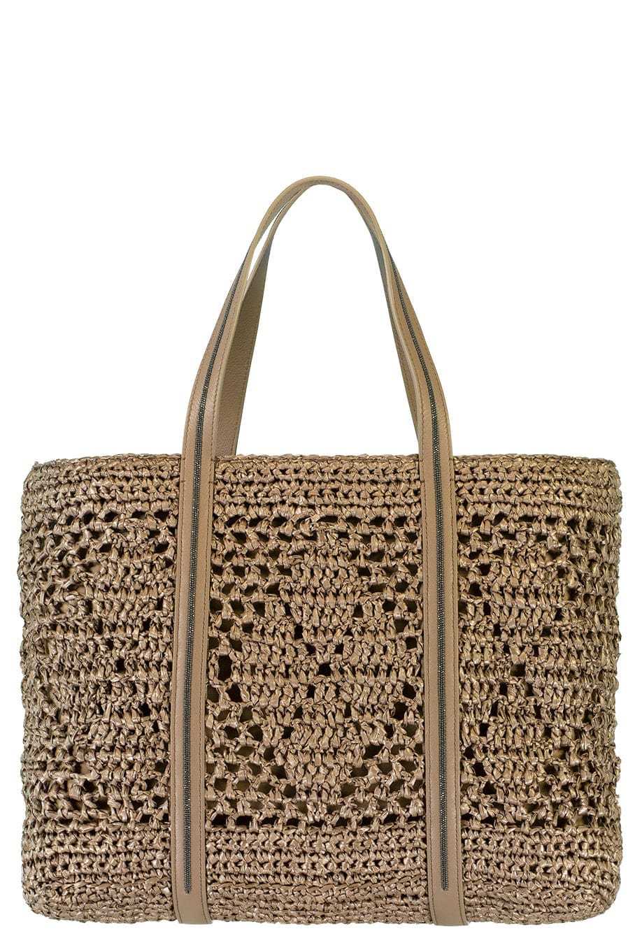 BRUNELLO CUCINELLI-Raffia Tote - Fango-FANGO