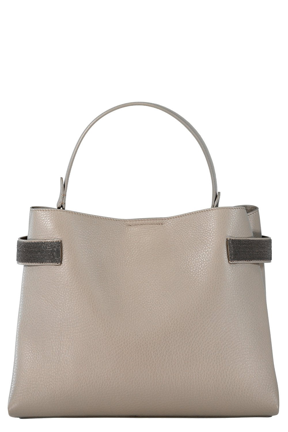 BRUNELLO CUCINELLI-Leather Monili Tote Bag-ICE