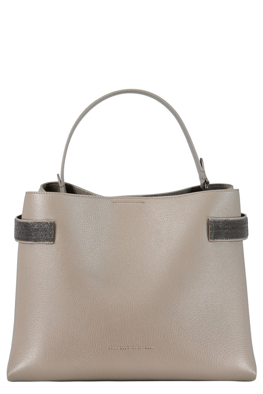 BRUNELLO CUCINELLI-Leather Monili Tote Bag-ICE