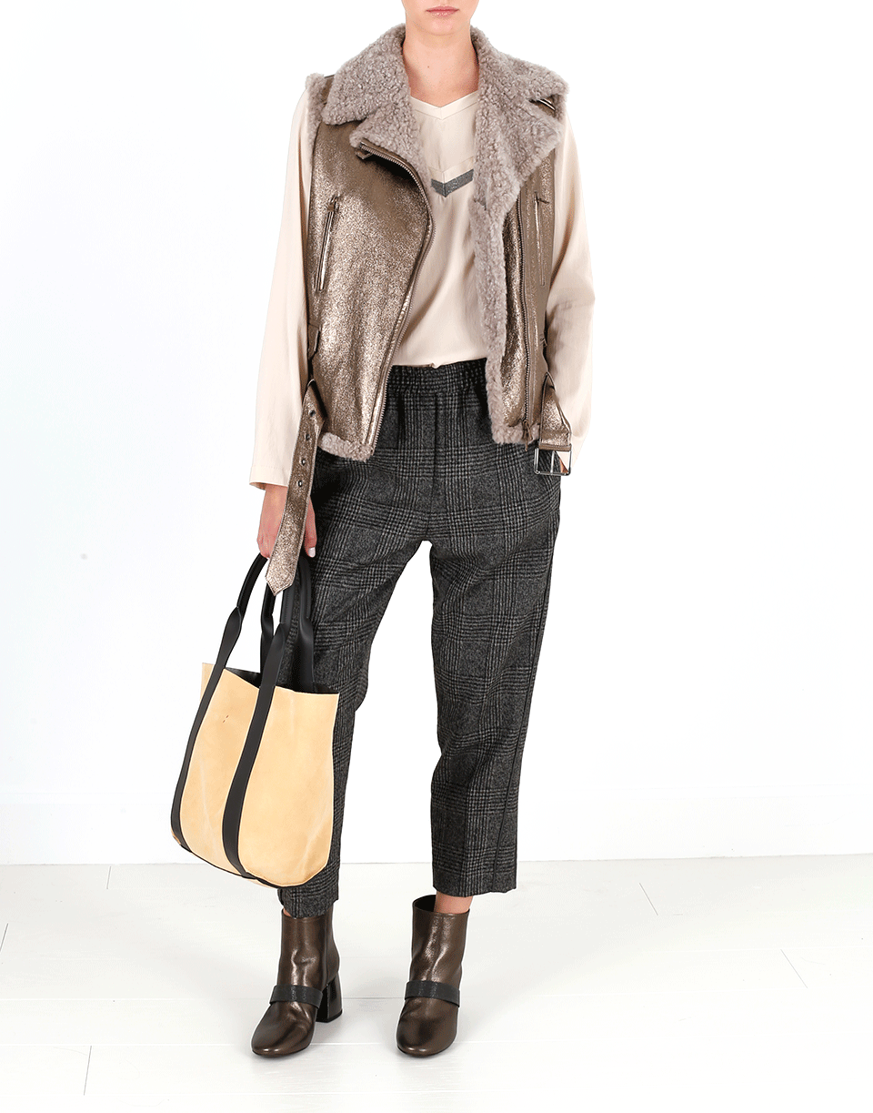 BRUNELLO CUCINELLI-Metallic Suede Reversible Handbag-MLTR/YLL