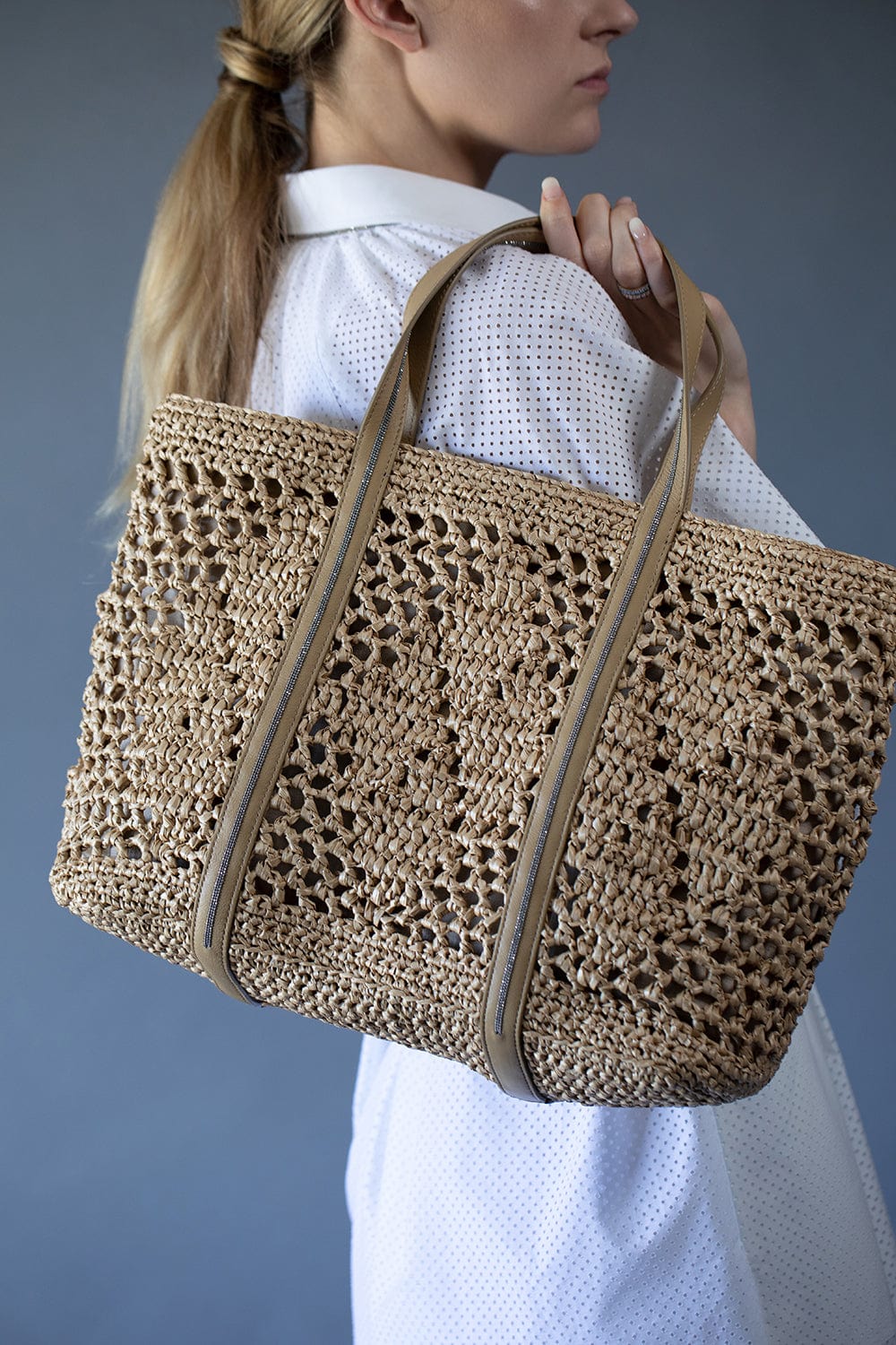 BRUNELLO CUCINELLI-Raffia Tote - Natural-NATURAL