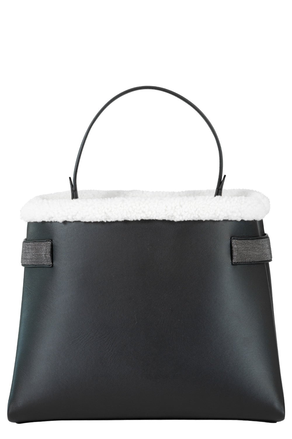 BRUNELLO CUCINELLI-Calfskin Shearling Tote-NERO