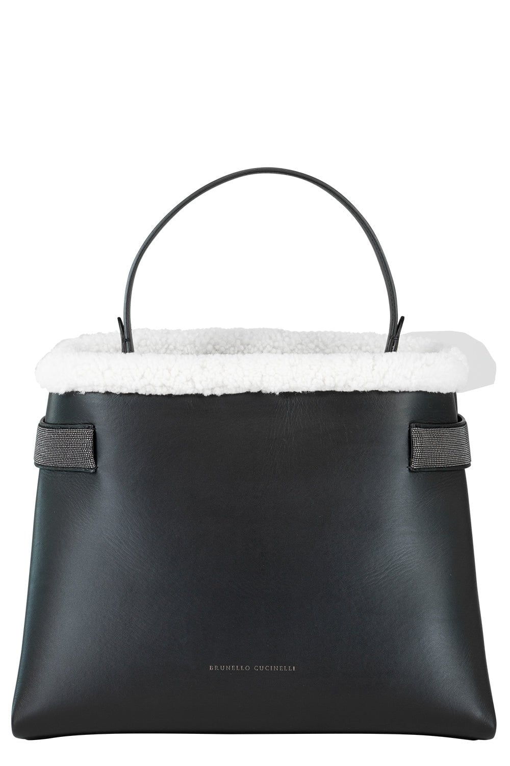 BRUNELLO CUCINELLI-Calfskin Shearling Tote-NERO