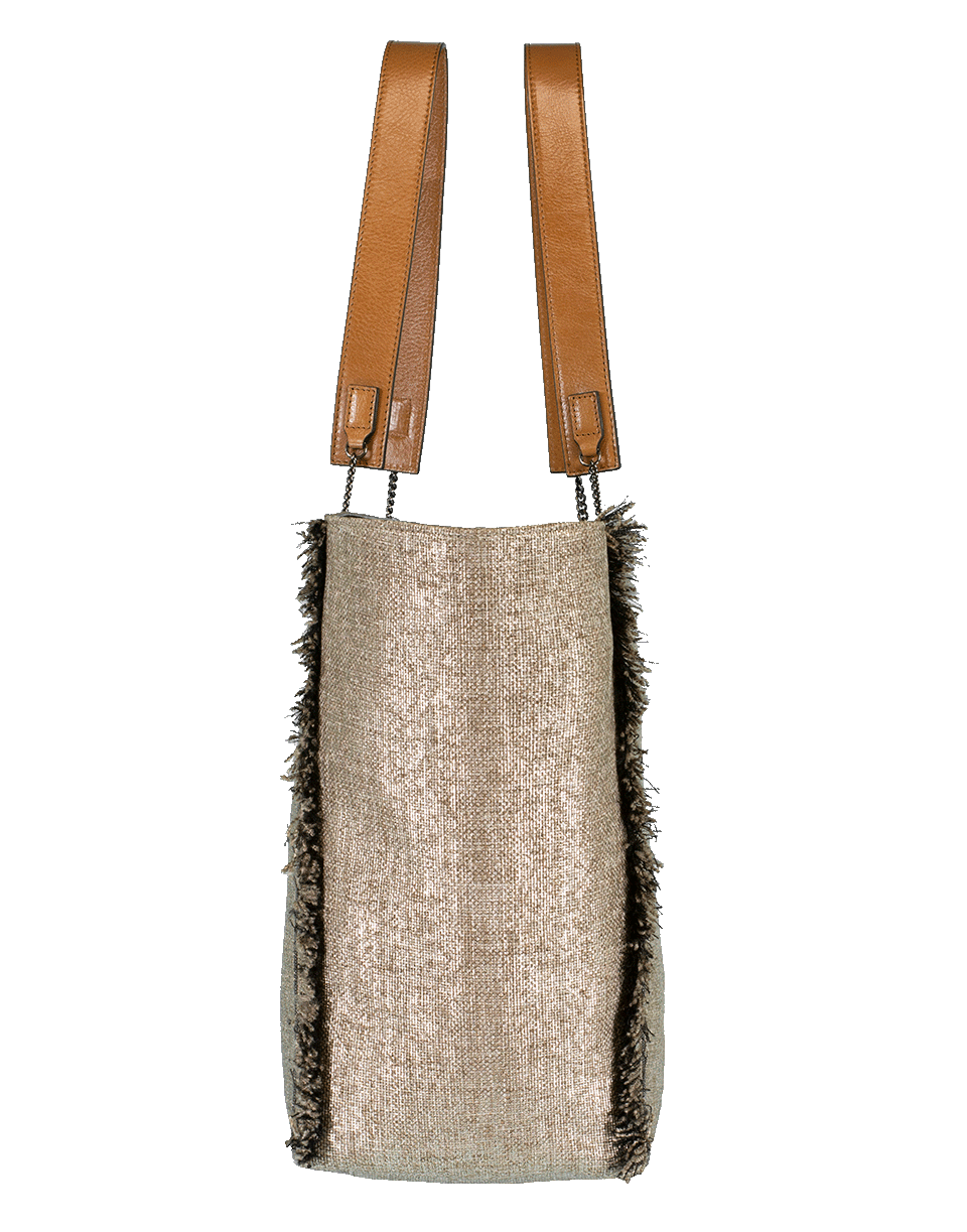 BRUNELLO CUCINELLI-Fringe Lurex Reversible Tote-PLATINUM