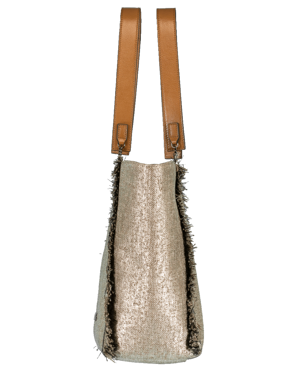 BRUNELLO CUCINELLI-Fringe Lurex Reversible Tote-PLATINUM